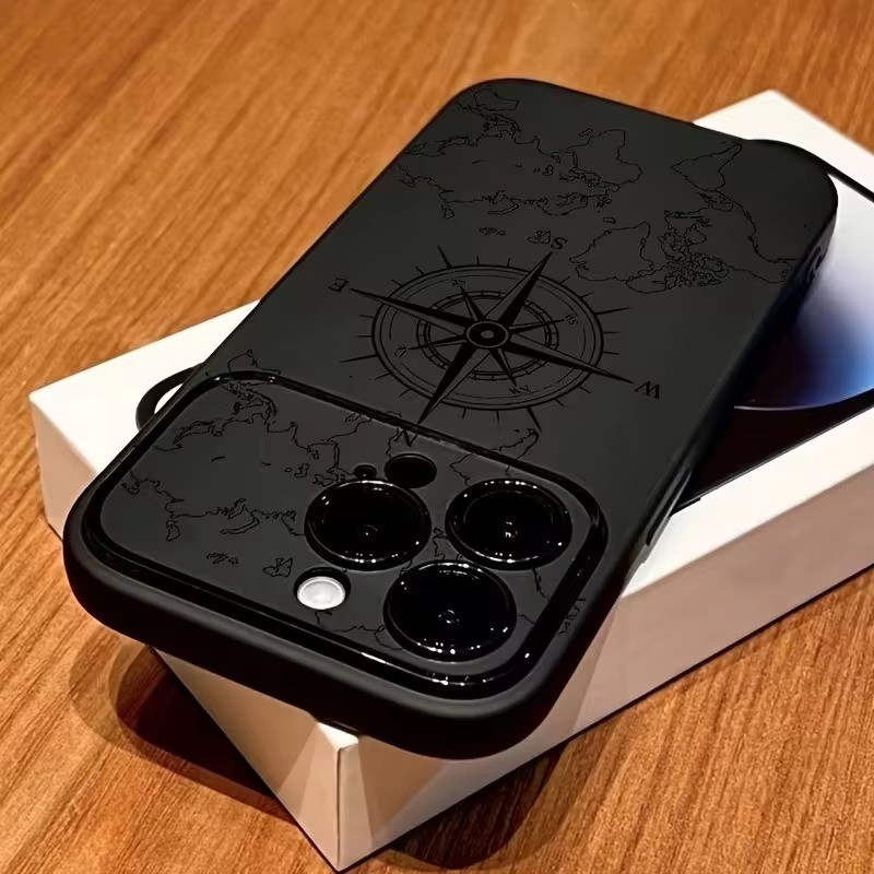 เคสโทรศัพท์สําหรับiPhone 11 กรณีiPhone 15 16 17 Pro Max 14 13 12 X XS XR Plus Creativeเข็มทิศรูปแบบกันกระแทกปกอ่อน