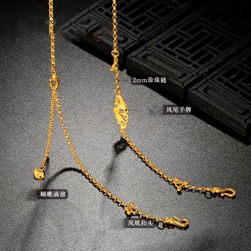 Golden Light ผีเสื้อหรูหรา Universal CHAIN จี้หูคู่ Phoenix สร้อยคอหัวเข็มขัดหญิง All-Match จี้ Clav
