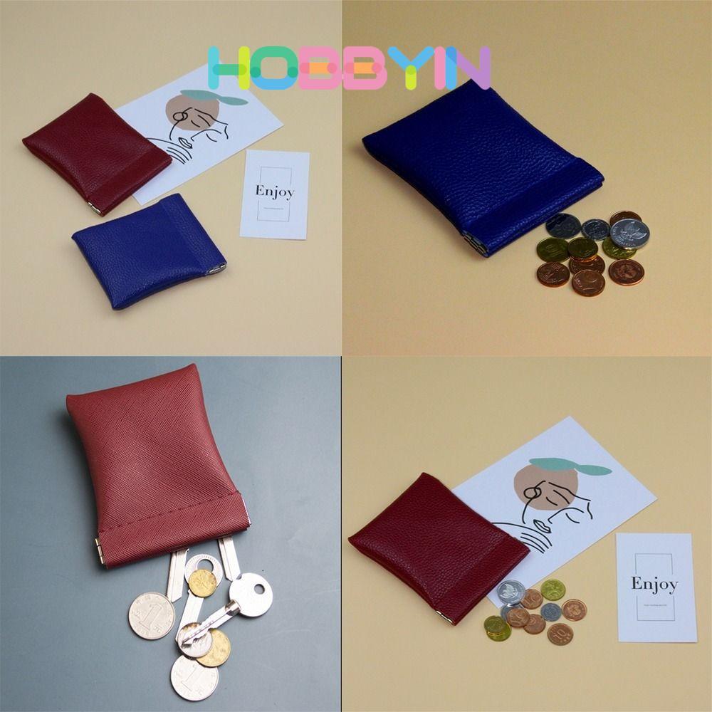 hobbyin HOBBYIN Shrrapnel Bag, Mini Portable Coin Purse, PU Leather Solid Color Cash Wallet Women Men