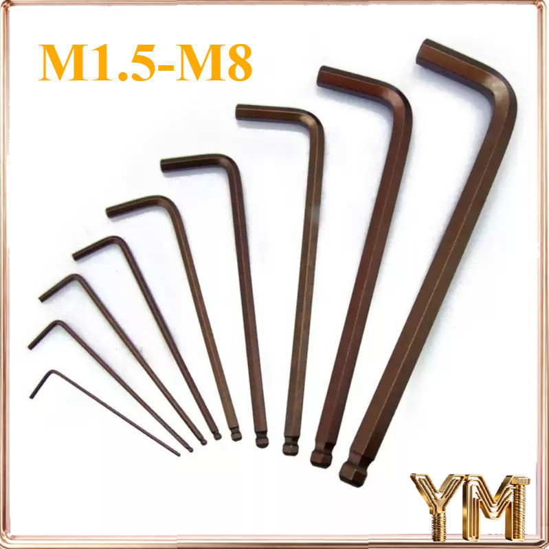 ความแข็งแรงสูง s2 ประแจหกเหลี่ยมหัวบอล elongated L-type 6 ขอบสี่เหลี่ยม super hard เกรดอุตสาหกรรมประแจ M1.5-M8YUNMEI