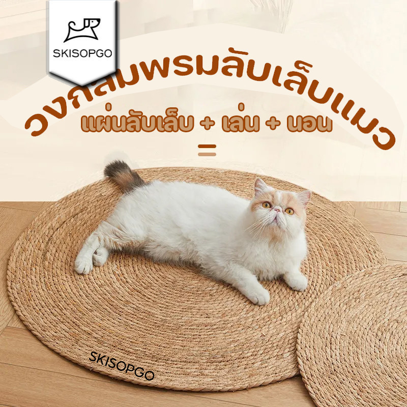 SKISOPGO พร้อมส่ง 3 in 1 วงกลมพรมลับเล็บแมว แผ่นลับเล็บแมว กันข่วน ของเล่นแมว ที่นอนแมว