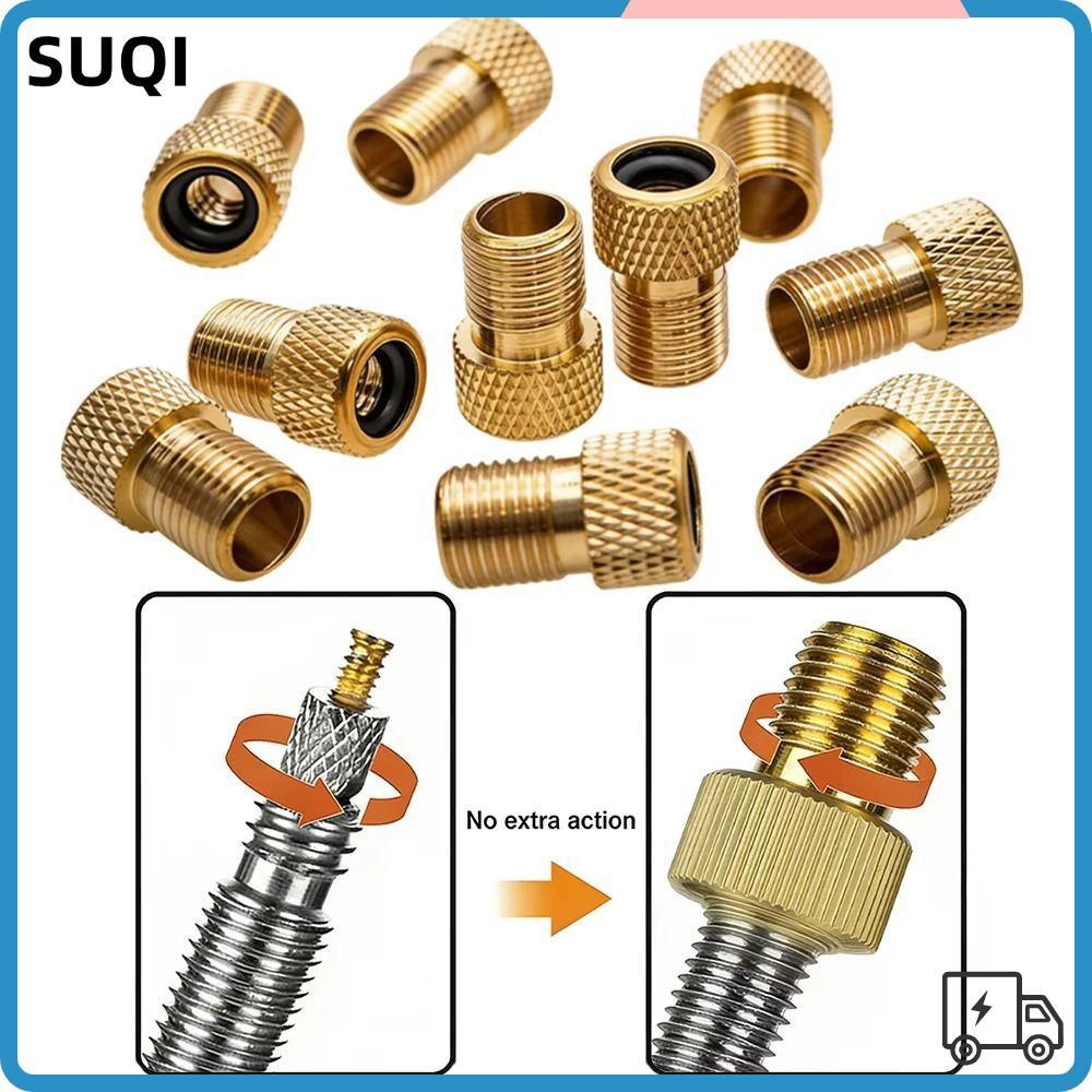 SUQI Presta To Schrader Adapter, อะแดปเตอร์วาล์วจักรยานน้ําหนักเบาทองแดง, ตัวแปลง Golden F/V เป็น A/V