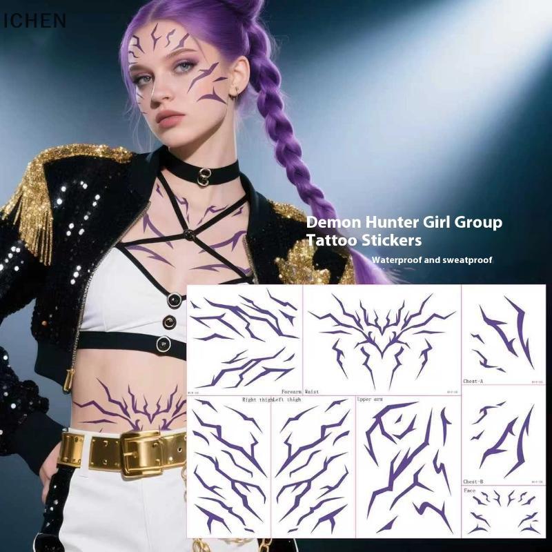 [ICHEN] KPOP Hunters Rumi Jinu Tattoo Stiers อะนิเมะคอสเพลย์ฮาโลวีน Stage Lightning แต่งหน้า Face De