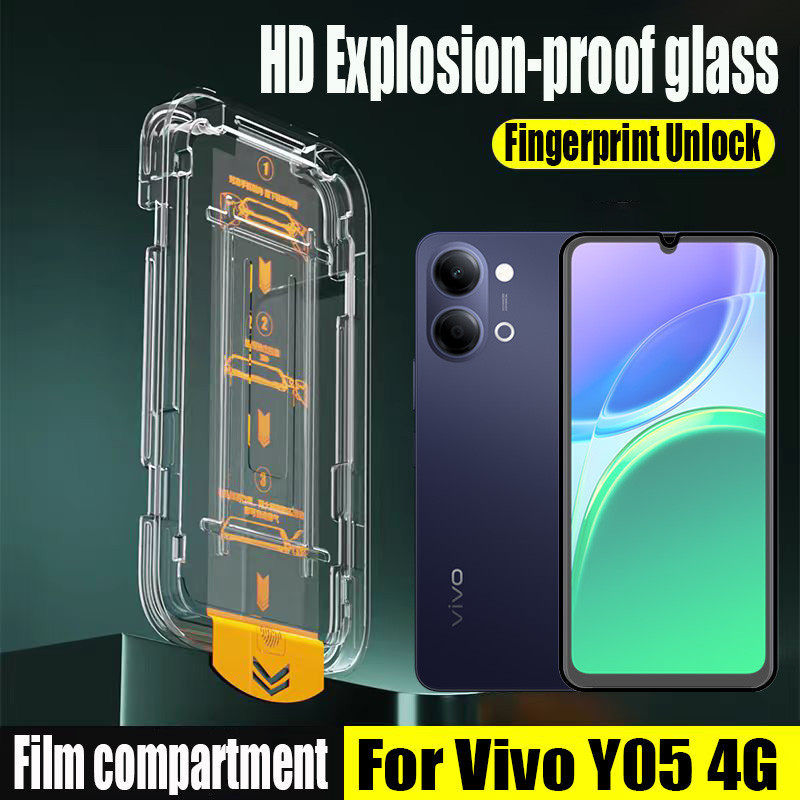 Vivo Y05 1- 2 ชิ้น Simple Paste HD กระจกนิรภัยป้องกันหน้าจอสําหรับ Vivo Y04s Y31d Y04 Y29 Y28 Y39 Y21d Y19s Y03t Y18 Y03 4G ป้องกัน Flim