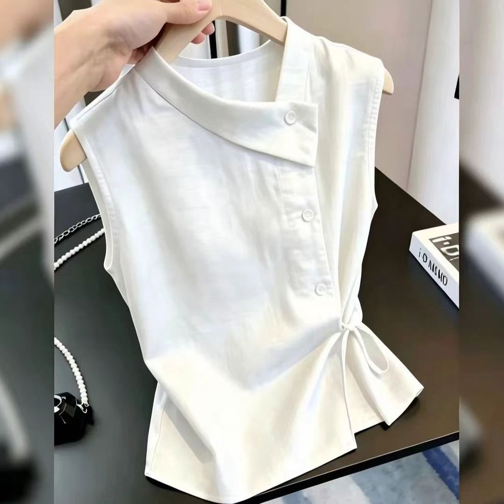 เสื้อแขนกุดสไตล์ฝรั่งเศสหรูหราระดับไฮเอนด์สลิมฟิตเฉพาะลําล