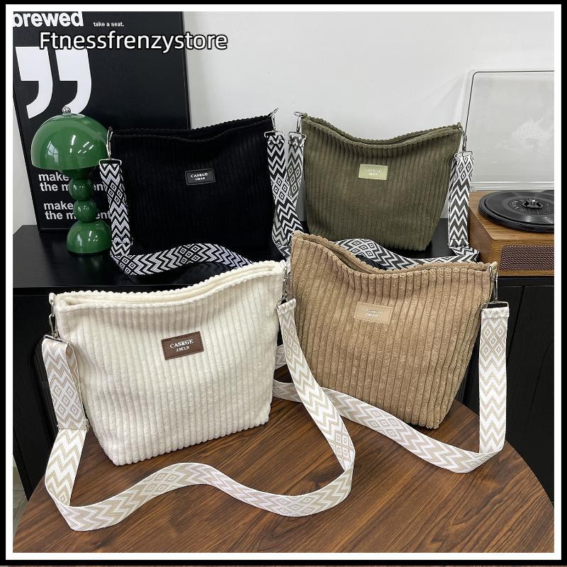 [FF] Casual Corduroy Crossbody Bag Large Capacitymuter Womens Tote Bag Simple Fashion Single Shoulde