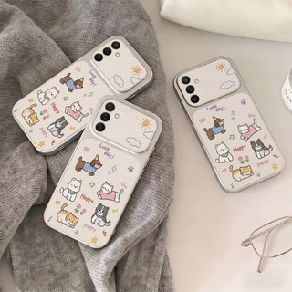 INS เคสไอโฟน for Samsung A07 A17 A56 A55 A54 A36 A16 A05S S23 S24 S25Ultra S25FE สัตว์การ์ตูน หรูหรา วัสดุหนังแกะผสม