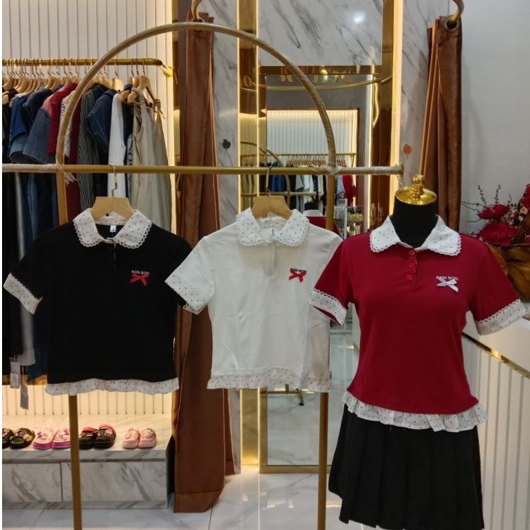 เสื้อคอปกลายจุด BKK นําเข้า