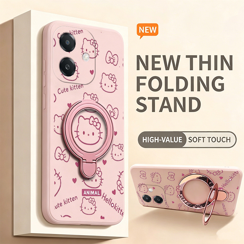 เคสสําหรับ infinix smart 20 10 tecno spark go 3 2 2S เคสโทรศัพท์ Softcase ซิลิโคนกันกระแทกปกดีไซน์ใหม่ความงามพร้อมที่วางแมวน่ารักสีชมพูสําหรับสาวโปร่งใส YTFUZJ1