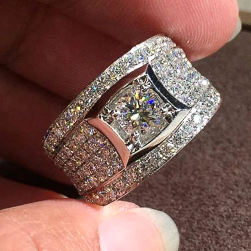 925 เงินสเตอร์ลิง Brilliant แหวนพราว Cubic Zirconia งดงามอ่อนโยนอินเทรนด์อุปกรณ์เสริมเครื่องประดับที่ละเอียดอ่อนสําหรับงานแต่งงานหมั้น