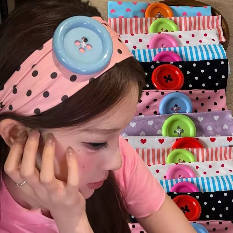 ที่คาดผมโยคะพิมพ์ลายกระดุมขนาดใหญ่ - Dopamine Sport Headscarf Sweatband - สําหรับวิ่งออกกําลังกาย