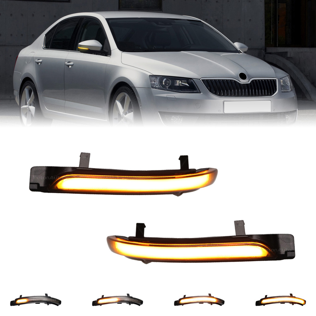2PCS แบบไดนามิกกระจกมองหลังไฟแสดงสถานะไฟเลี้ยวสําหรับ Skoda Octavia MK2 1Z3 1Z5 MK2 3T4 3T5 2009 201