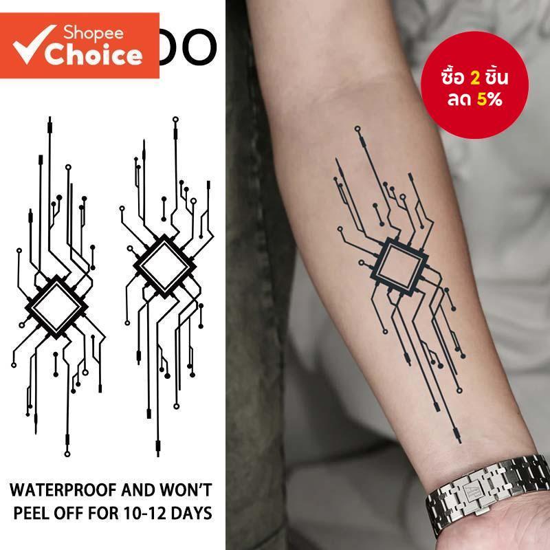 Geometric Mechanical รอยสักชั่วคราวกันน้ํา Matte Arm Body Art สําหรับผู้ชายผู้หญิง