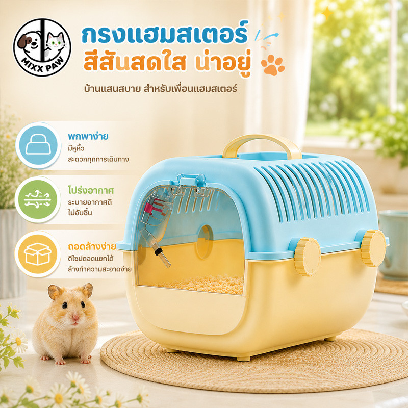 คอนโดแฮมเตอร์ กรงแฮมเตอร์ หนูแฮมเตอร์กรง พื้นที่ขนาดใหญ่พิเศษ สุดหรู ระบายอากาศได้ดี