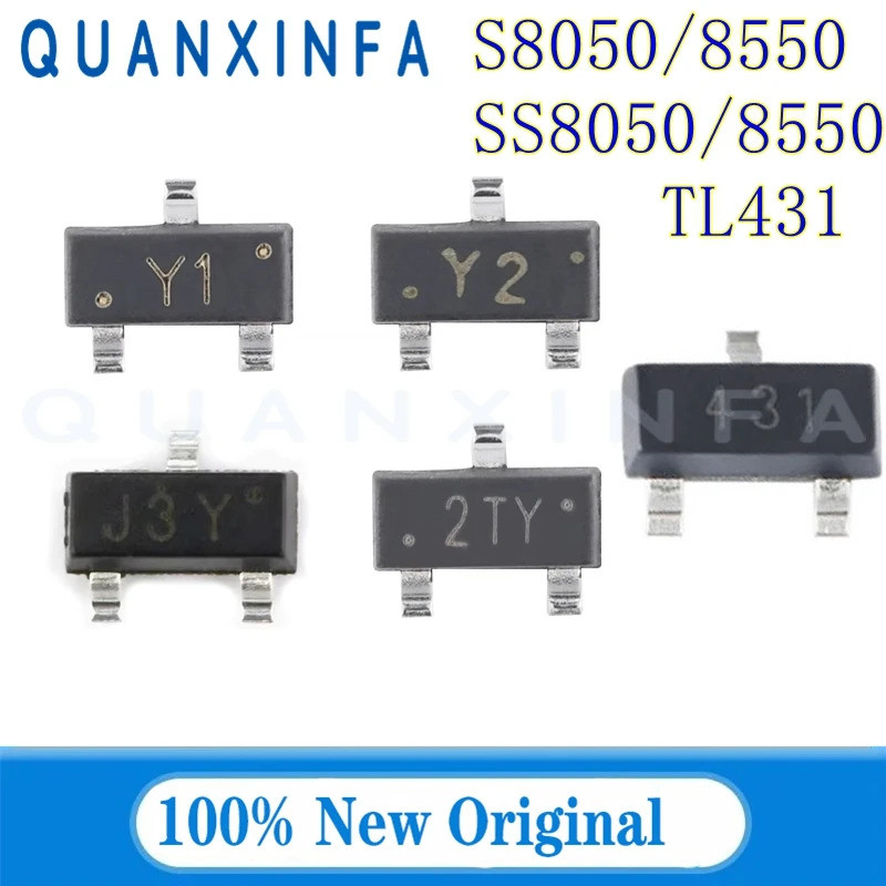 50-100PCS S8050 S8550 SS8050 SS8550 TL431 SOT23 Y1 J3Y 2TY Y2 SMD NPN/PNP ทรานซิสเตอร์ในสต็อก K4PE