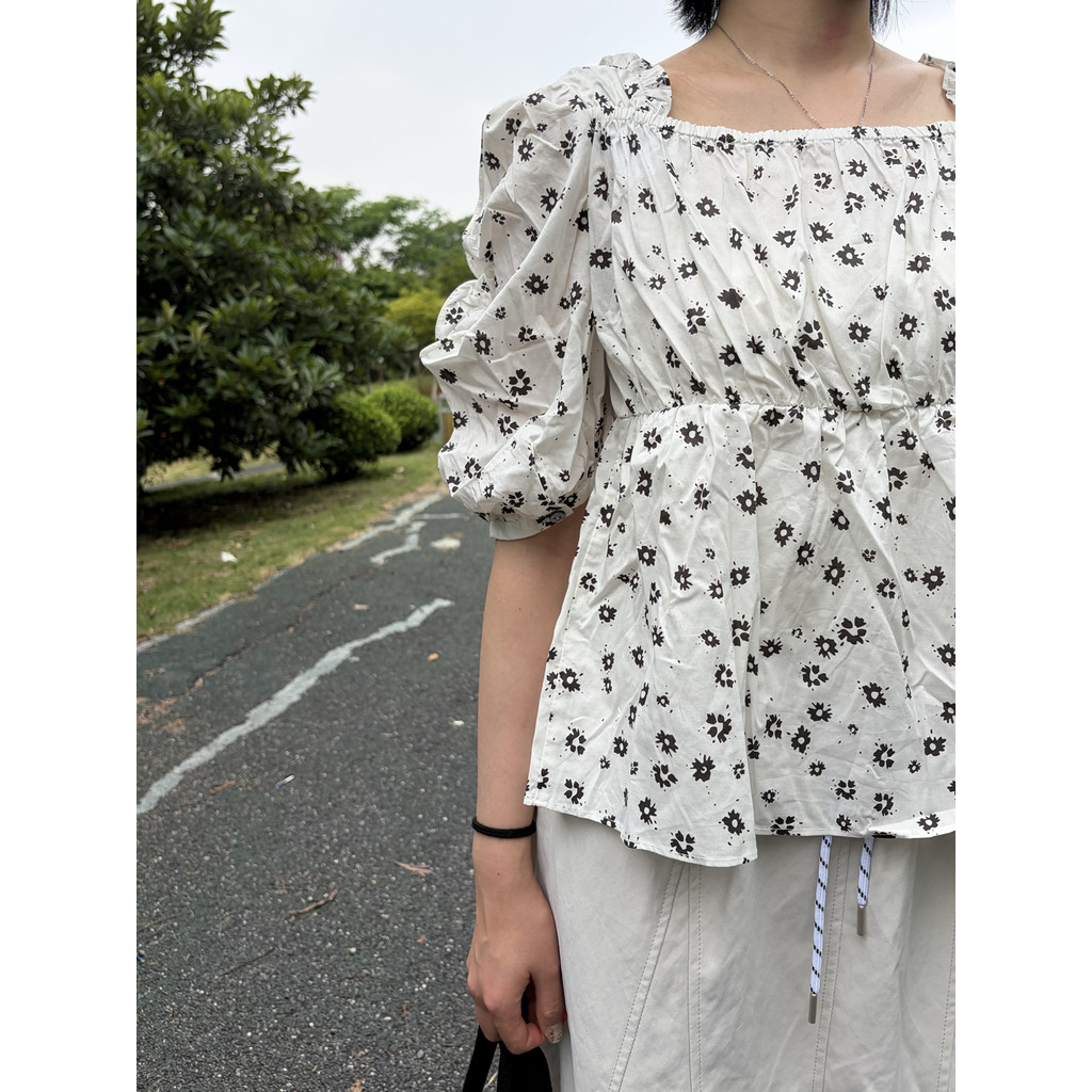 ** เสื้อคอเหลี่ยมลายดอกไม้ B Series Cut Label 6R2/4622/6K3 4.11