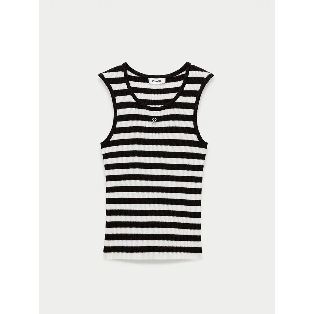 [Pomelo] เสื้อกล้ามถักคอกลมลายทาง / Striped Scoop Neck Knit Tank Top