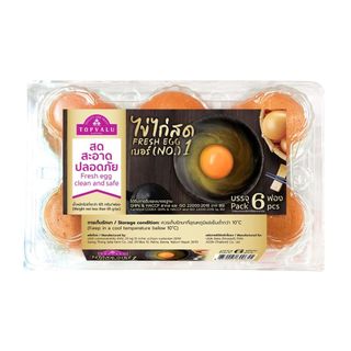 ท๊อปแวลู ไข่ไก่ทานดิบได้เบอร์1 TV Fresh Eggs No.1 6Egg