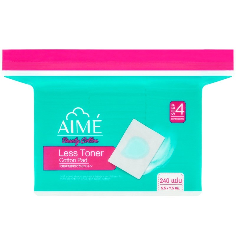 เอเม่สำลีแผ่นบาง 240แผ่น Aime Cotton Pad Less Toner 240sheets [หมายเลขบาร์โค้ด 8859084700953 ]