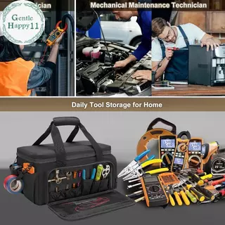 GentleHappy Heavy Duty s กระเป๋าเครื่องมือฐานลื่นอเนกประสงค์สําหรับ Handyman Carpenter ทนทานแบบพกพาเครื่องมือ TH