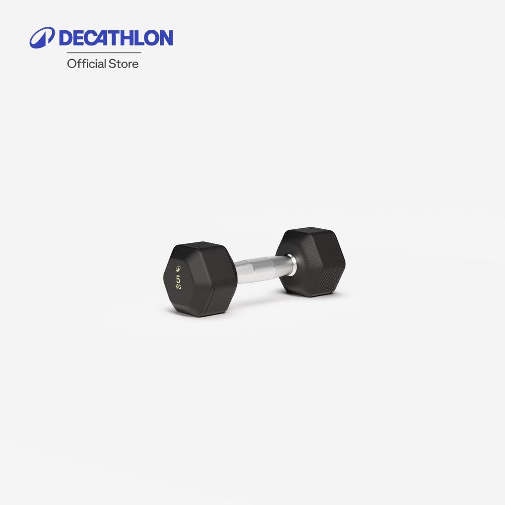Decathlon Hex Dumbbell For Cross/Weight Training 5 Kg ดัมเบลหกเหลี่ยมสำหรับครอสเทรนนิ่ง/เวทเทรนนิ่ง 5 กิโลกรัม - Black