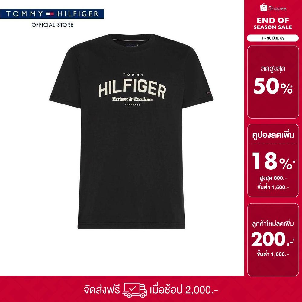 Tommy Hilfiger เสื้อยืด ผู้ชาย รุ่น MW0MW40015 BDS - สีดำ ทรง Regular