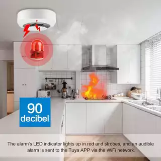 TL ตรวจจับควันไฟ Wi-Fi แบบใส่ถ่าน แจ้งเตือนเข้าแอป มีลำโพงในตัว Wi-Fi Photoelectric Smoke Detector(ไม่รวมแบตเตอรี่)