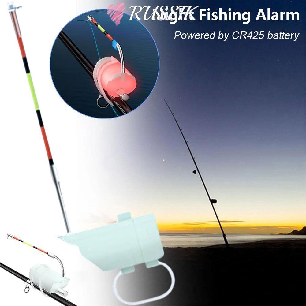 RUSSIK 1 ชิ้นสัญญาณเตือนตกปลากลางคืน, ไฟ LED Sound Rod Tip Detection ตัวบ่งชี้กัดปลา, Anti False Alarm High Sensitivity Fishing Rod อุปกรณ์เสริม Night Fishing Supply