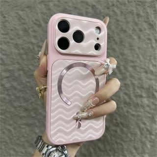 Fashion Wave Texture Wireless Charging Magnetic for Magsafe Cases for IPhone 17 16 15 14 Plus 13 12 11 Pro Max Shockproof Cover