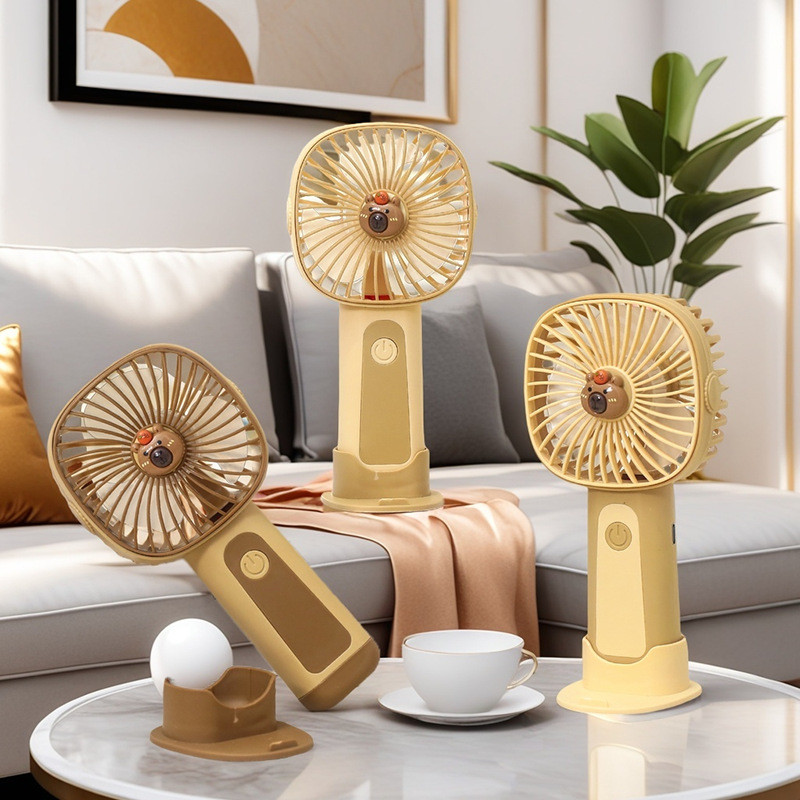 Simple Handheld Small Fan Desktop Mobile Phone Stand Outing Portable Charging Small Fan Printable LO