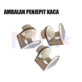 Ambalan Jepit Penjepit Sekat Kaca Penjepit Kaca ke Kayu / Ambalan Rak Chrome