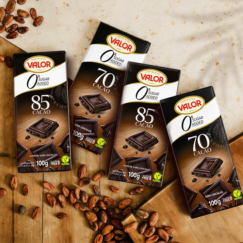สเปนนําเข้า Valor Valor Sugar-Free Dark Chocolate Bar 0%% High-End Chocolate 00g บิสกิต 26.6.11