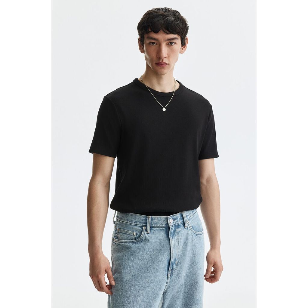 H&M تيشيرت رجالي مضلع Slim — صورة 5