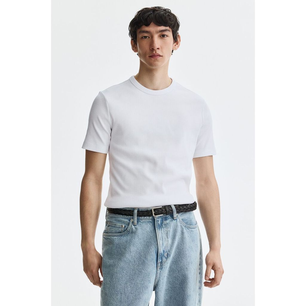 H&M تيشيرت رجالي مضلع Slim — صورة 2