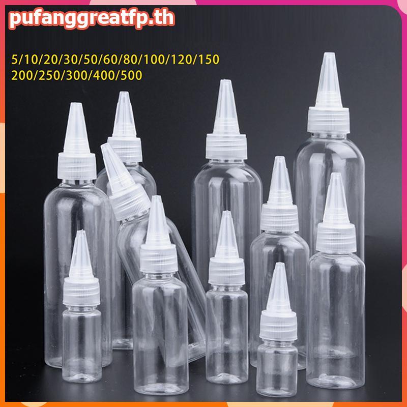PUCEFP 10-200ml พลาสติกบีบขวดหยดฝาเกลียวโปร่งใสตาของเหลวหมึกน้ํามันขวดหยดสีภาชนะบรรจุ