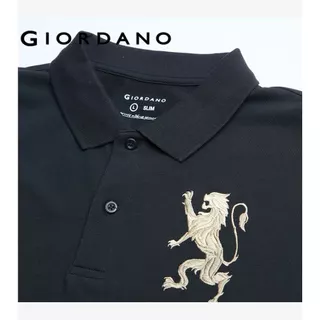 GIORDANO เสื้อโปโลผู้ชาย Men's Slim 3D Lion Polo 01016222
