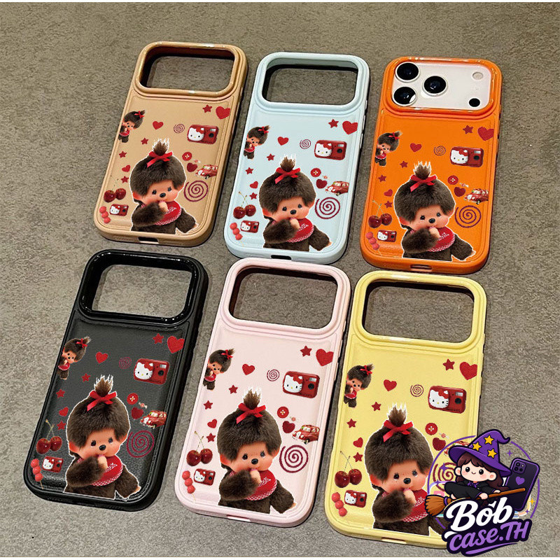 Local Deliver เคสโทรศัพท์ลายตุ๊กตาลิงน่ารัก โบว์สุดคิวท์ มินิมอล เรียบง่าย สำหรับiPhone 17 16 15 14 13 12 11ProMax