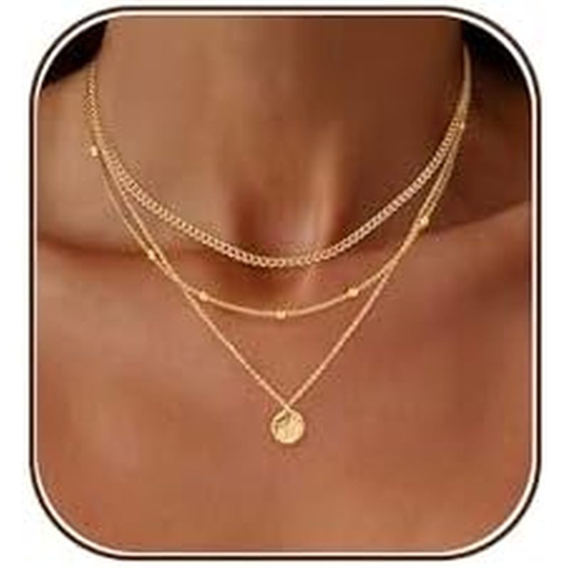 DKnnel 1eken Gold Plped SimpleD Paperclip Dck ChainD NecklaceD Set Circle DP PaedantantantnjeckesD W