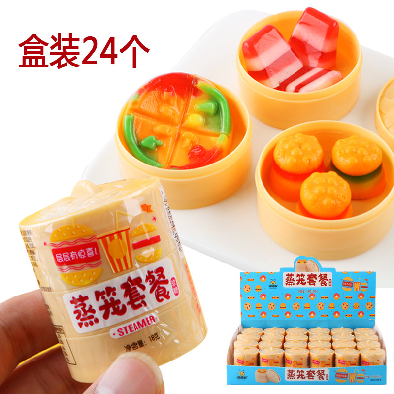Duyi Creative Burger Pizza Steamer Package Gummy QQ Gummy เด็กเด็กสนุกขนมจัดส่งฟรี
