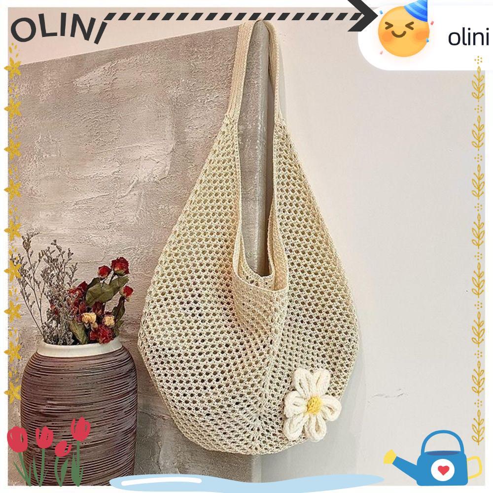 OLIINI โครเชต์ใต้วงแขนกระเป๋า,ขนาดใหญ่ความจุ Handmade กระเป๋าสะพาย,สไตล์โบฮีเมียน Hollow Out ถักตาข่าย Tote สุภาพสตรีผู้หญิงสาวของขวัญ