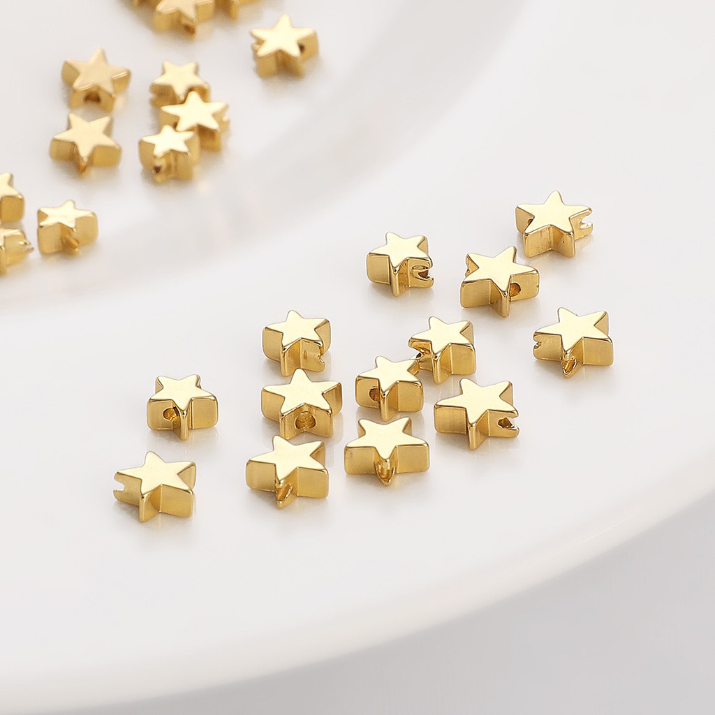 สี Retention 14K Gold-Packed Five-Pointed Star ทองแดง Spacer สร้อยข้อมือลูกปัดสร้อยคอวัสดุ diy Handm