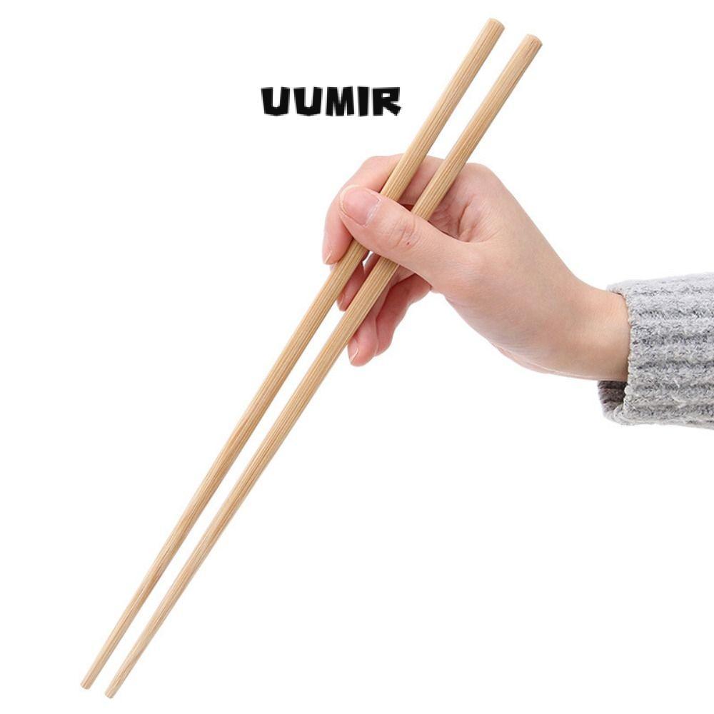 UUMIR ตะเกียบไม้ไผ่ 1 คู่, ไม่มีสีตะเกียบหม้อไฟยาวพิเศษ, มัลติฟังก์ชั่นไม่มีขี้ผึ้ง 24/27/30/32 ซม. ตะเกียบกันลื่นบ้าน