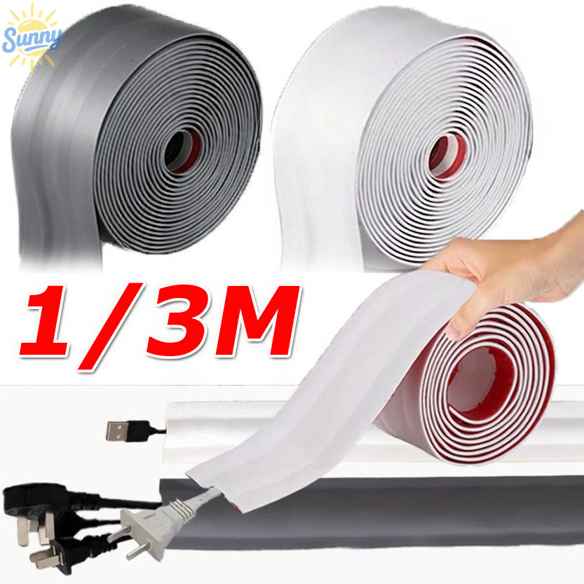 1/3M Universal Cable Protector Strip / PVC Soft Cord Cover / Self กาวที่มองไม่เห็น Wire Organizer