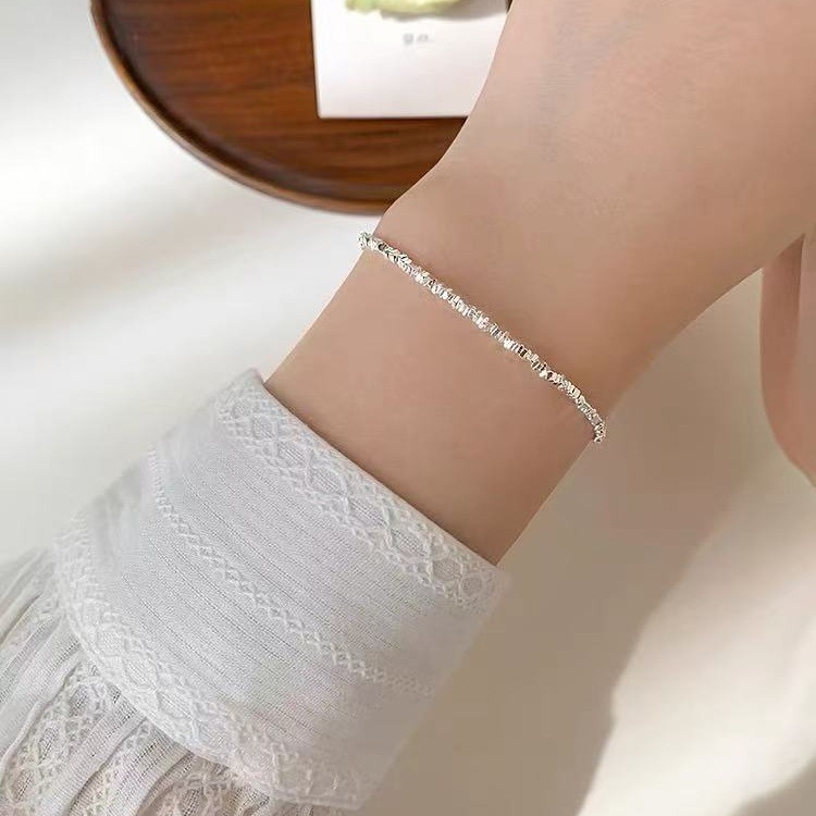 สร้อยข้อมือลูกปัดเงินแท้ 925 | "碎guin Dave" โซ่มินิมอล | Dainty Chunky Pebbled Design | เครื่องประดั