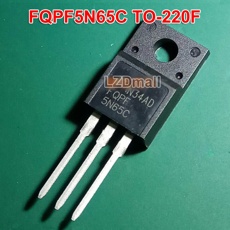 10pcs FQPF5N65C TO-220F FQPF 5N65C 5N65 TO220F 650V/5A MOSFET ทรานซิสเตอร์ใหม่