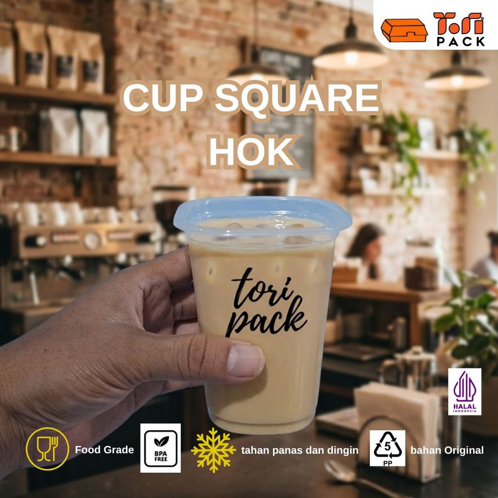 Cup Square Series 12 oz 16 oz / ถ้วยสี่เหลี่ยมพลาสติกใส ฮก