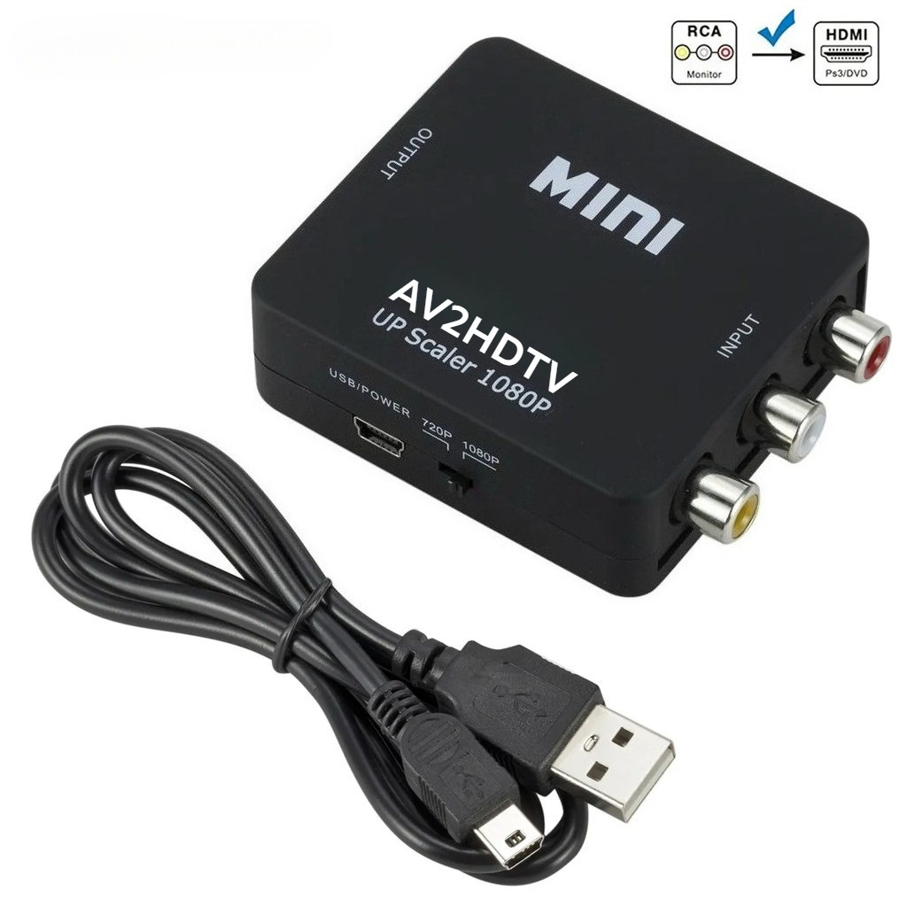 ตัวแปลง RCA AV เป็น HDMI คุณภาพสูง HD 1080P AV 2 อะแดปเตอร์ HDMI สําหรับทีวี X กล่อง PS4 PC DVD โปรเจคเตอร์ AV เป็น HDMI Converter