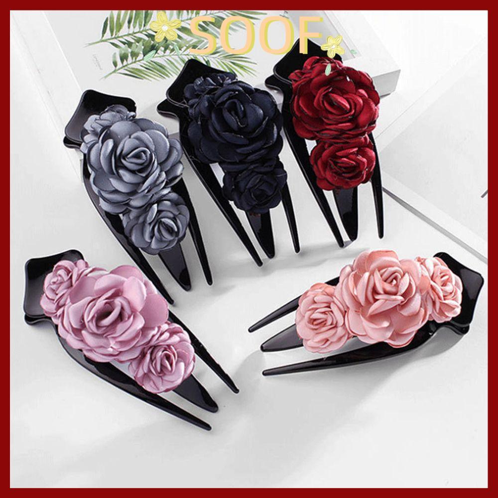 in stockSOOOF Duckbill กิ๊บติดผมเครื่องประดับผมแฟนซีดอกไม้ผ้าสุภาพสตรี Barrettes