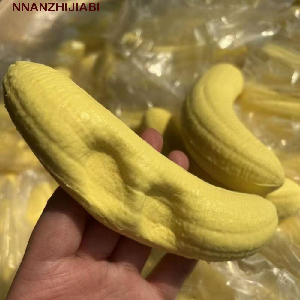 NANZHIJIABI Sensory Fidget Ball, ช้า Rising Kawaii Soft Banana Squishy ของเล่น, ของขวัญเด็กจําลอง PU วัสดุมือผ่อนคลายกล้วยสีเหลือง Fidget ผู้ใหญ่เด็ก