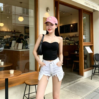 Rosie🌹 กางเกงยีนส์ขาสั้นแบบมีร่องขาด การออกแบบเซ็กซี่ เอวต่ำ เหมาะสำหรับการสวมใส่ที่ชายหาด#6666-6667